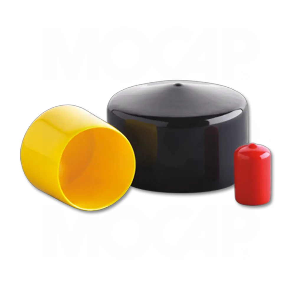 100 Yellow Push-On Pliable Vinyl End Caps Plastic tips 3/16 Diam x 1/2 Inch Ht 