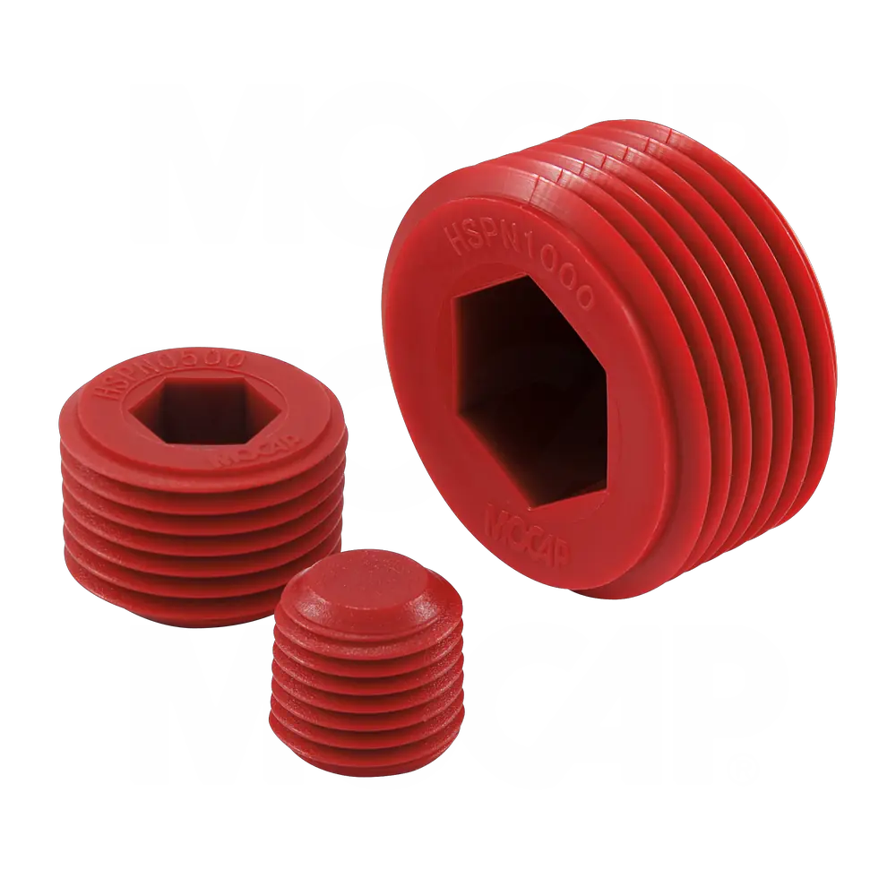 Push in Plug for 1 SAE Or 3/4 NPT Threads Push-in Plugs for SAE and NPT Threads qty3500 LDPE Red MOCAP PIP1000RD1 